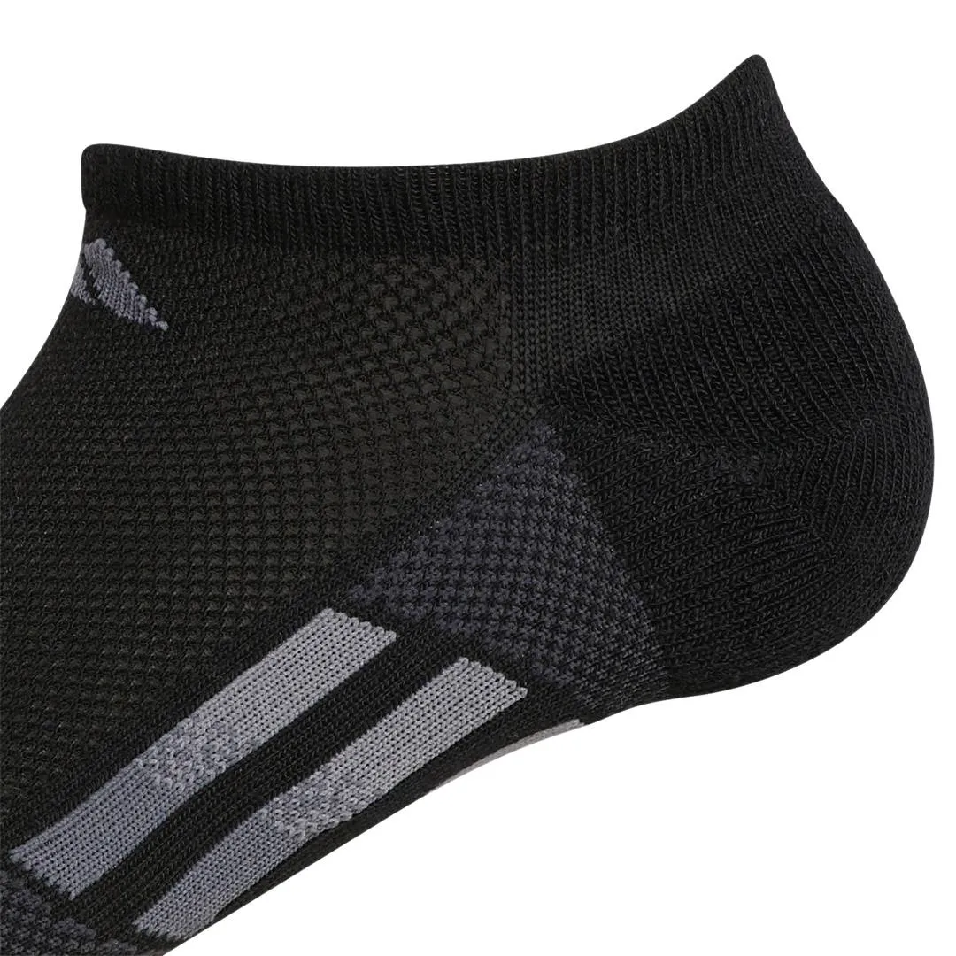 adidas Women's Superlite 3 Stripe No-Show Socks 3 Pack (Black/White/Grey)