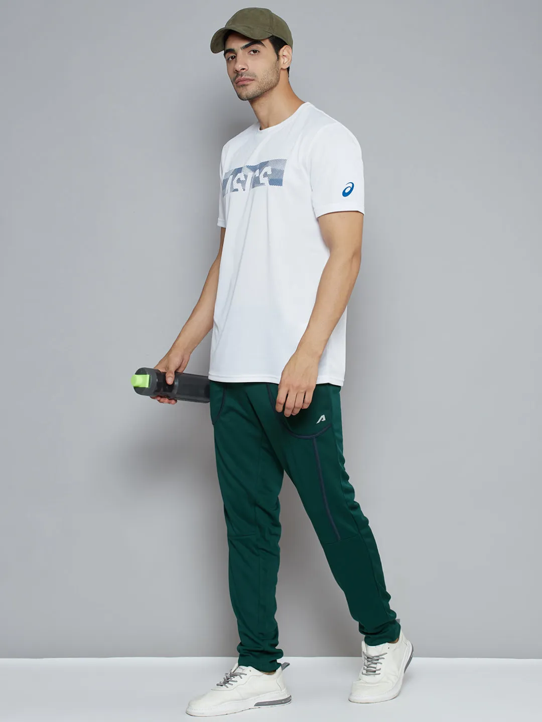 Alcis Men Green Solid Slim Fit Running Track Pants
