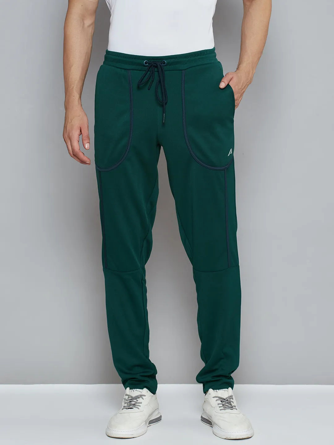 Alcis Men Green Solid Slim Fit Running Track Pants