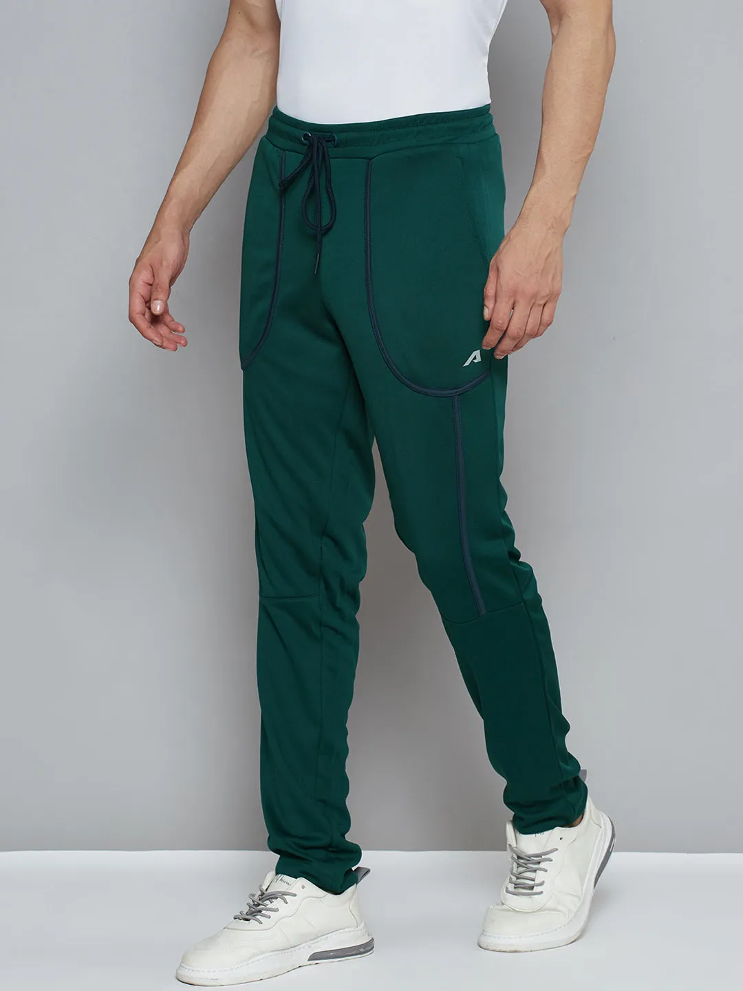 Alcis Men Green Solid Slim Fit Running Track Pants