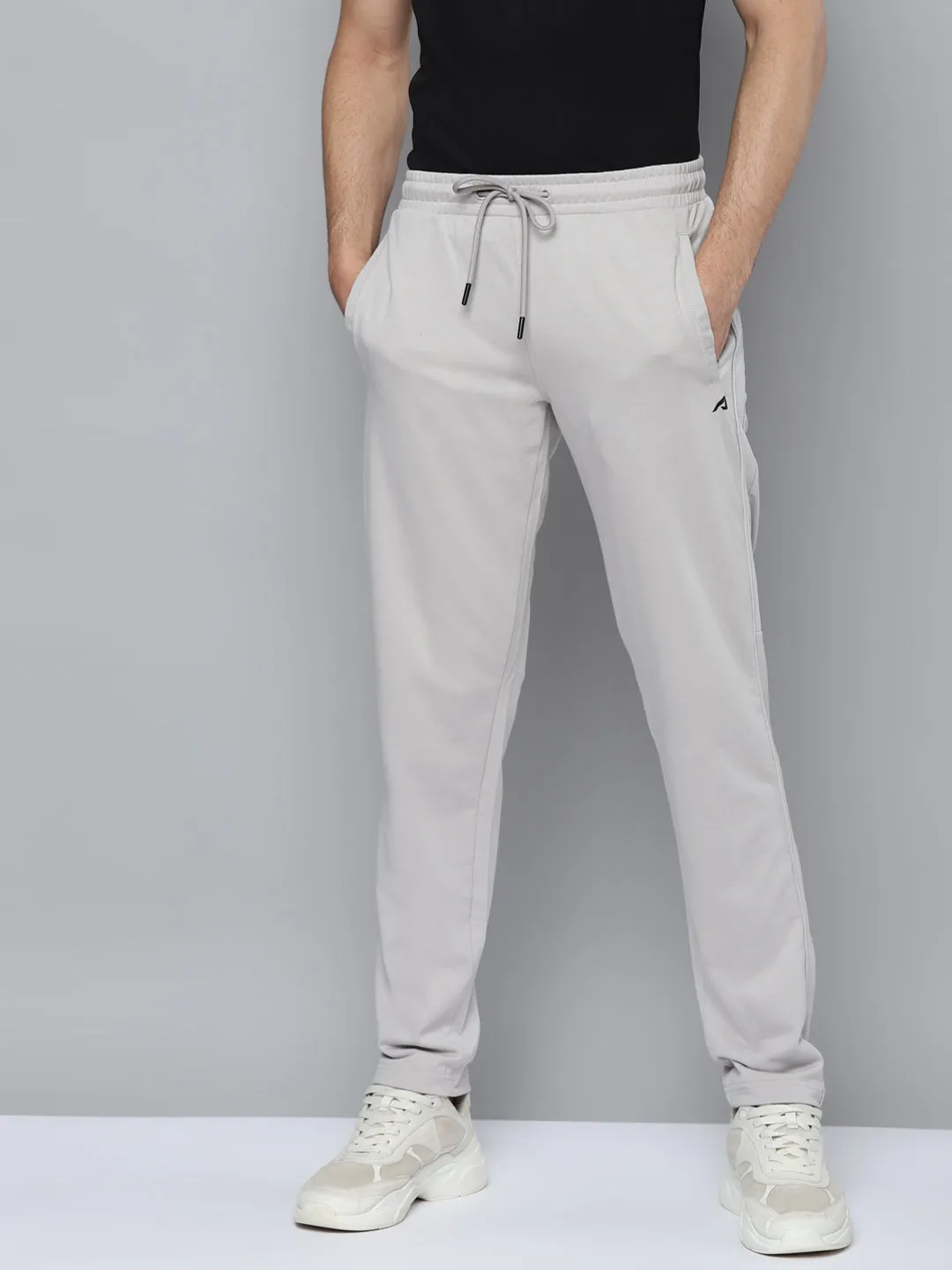 Alcis Men Grey Slim Fit Solid Running Track Pants