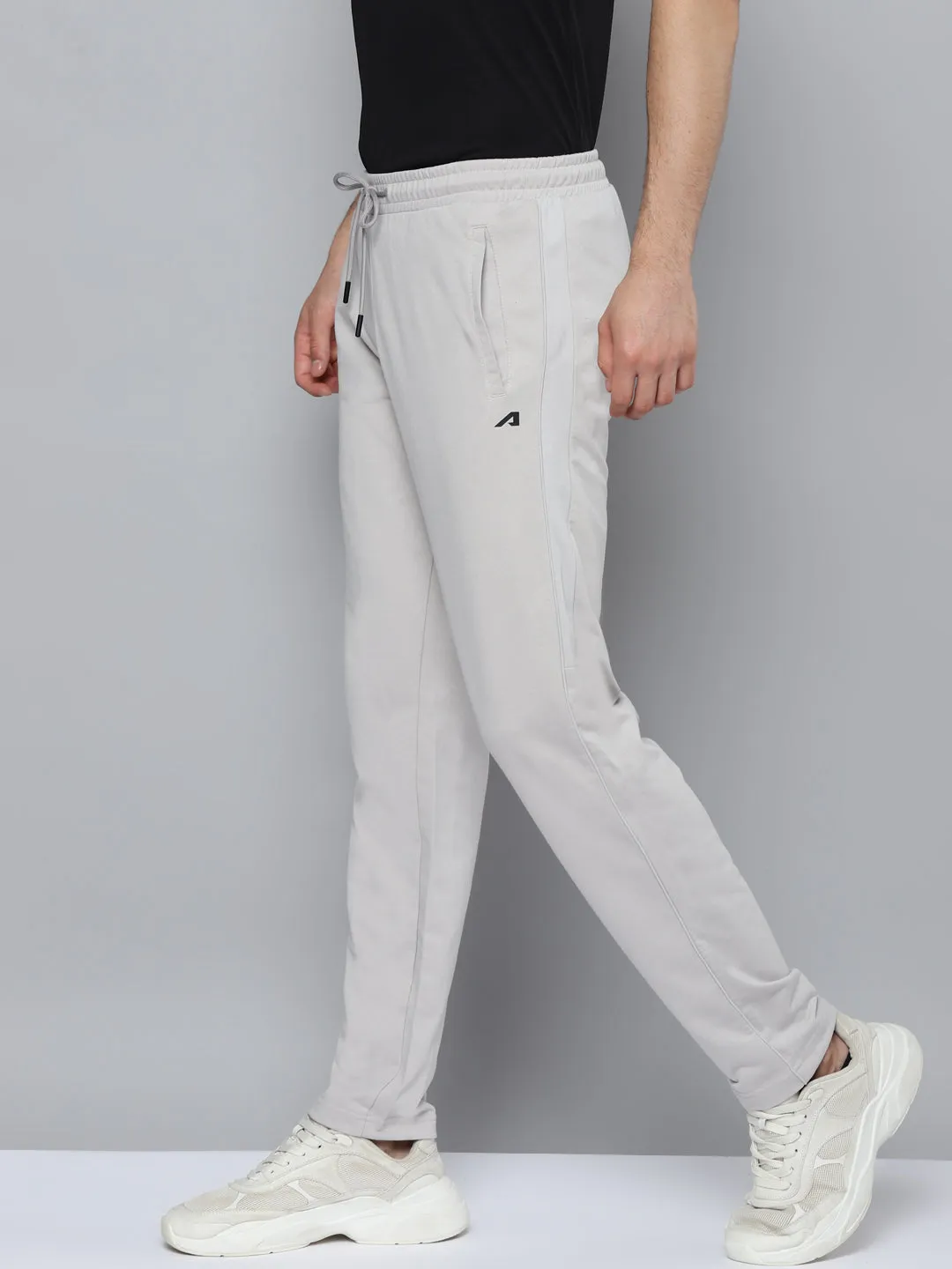 Alcis Men Grey Slim Fit Solid Running Track Pants