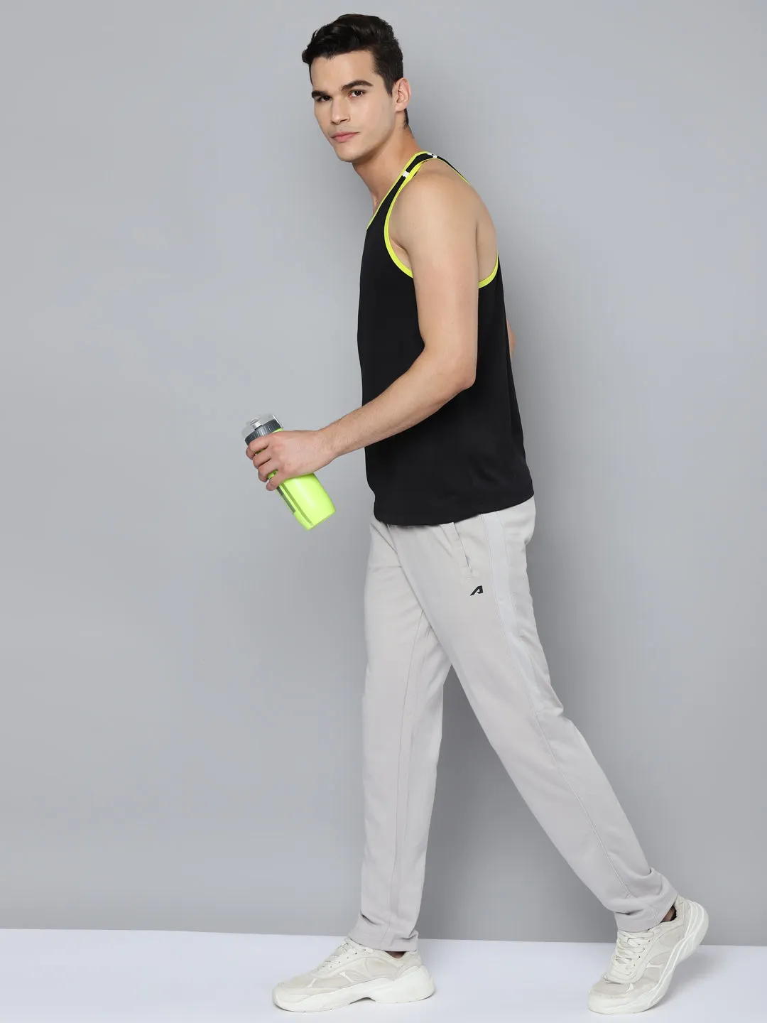 Alcis Men Grey Slim Fit Solid Running Track Pants