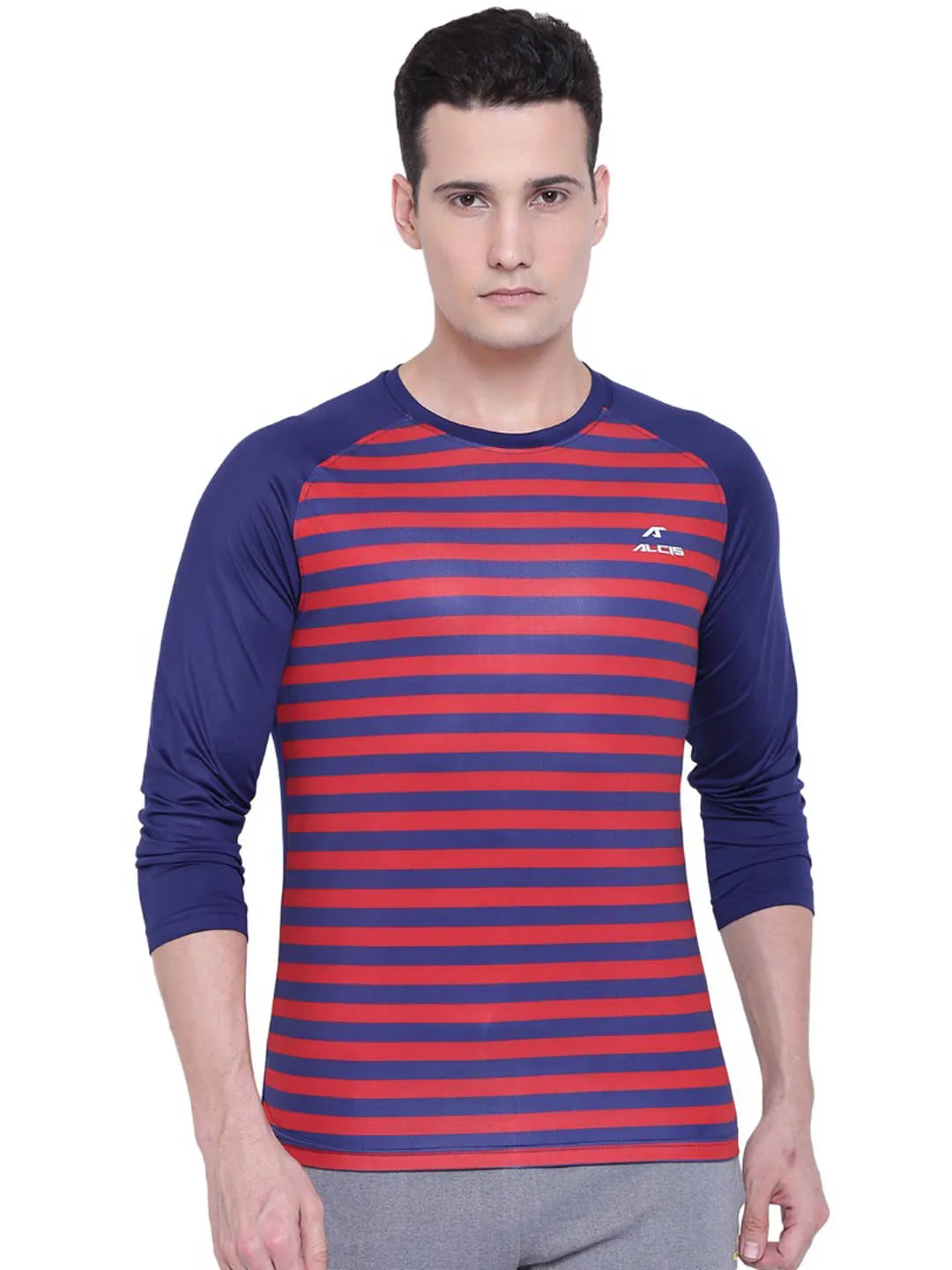 Alcis Mens Striped Navy Sweat Shirt 108MTE130