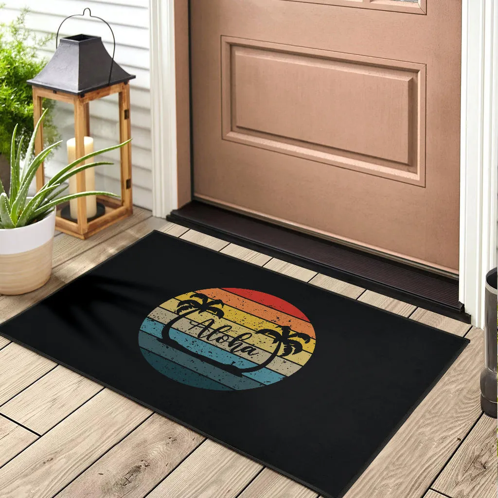 Aloha Palm Trees and Retro Sunset Doormat