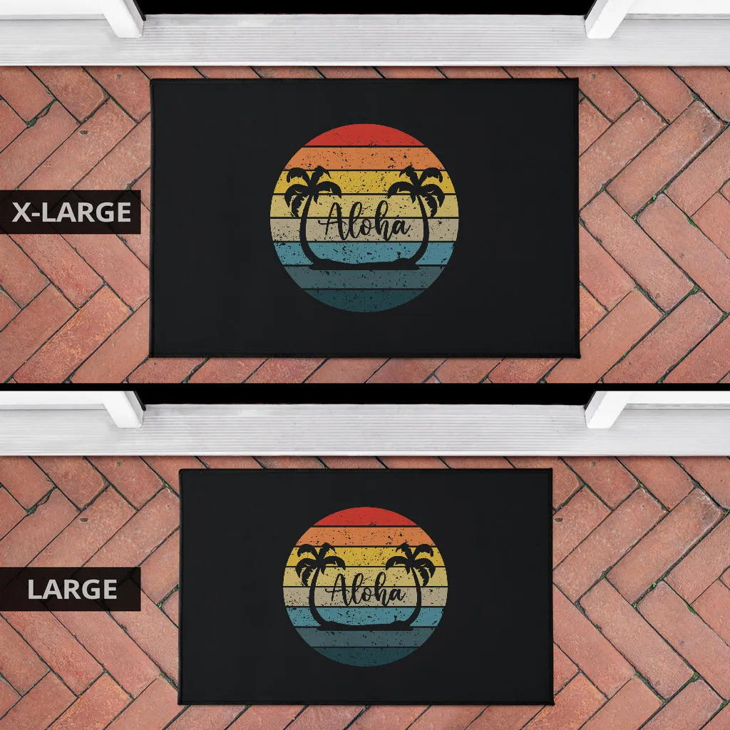 Aloha Palm Trees and Retro Sunset Doormat