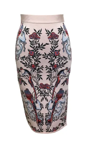 Anna Bird Jacquard Skirt in Nude