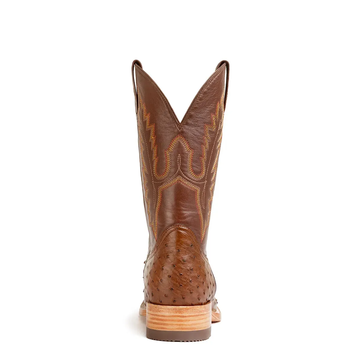Antonio Full Quill Ostrich Stockman Square Toe Boot - Tobacco Brown