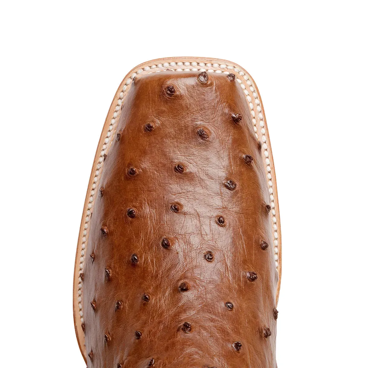 Antonio Full Quill Ostrich Stockman Square Toe Boot - Tobacco Brown