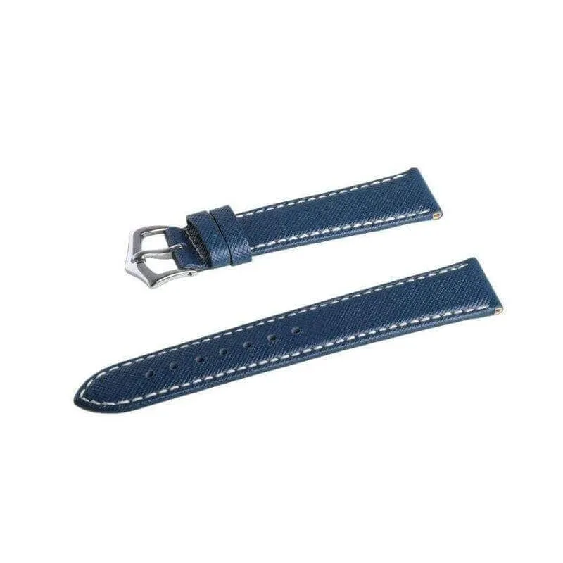 Apple Watch Leather Band ™ Blue Saffiano Ecru Stitches