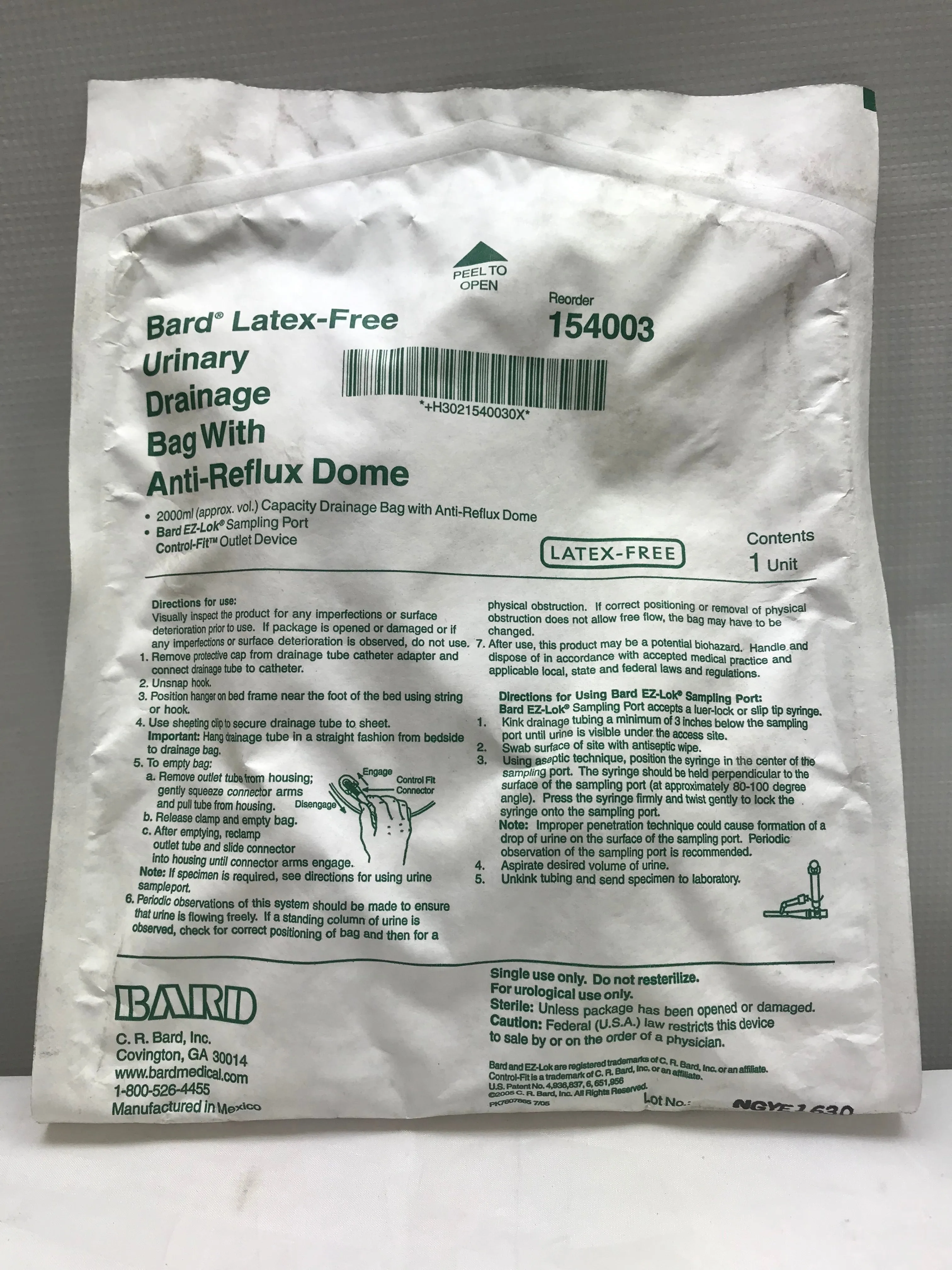Bard Latex-Free Urinary Drainage Bag