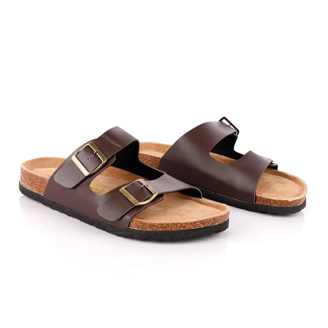 Big Brave 'Birkenstock' Arizona Footbed Double-Strap Sandal Slippers-Brown