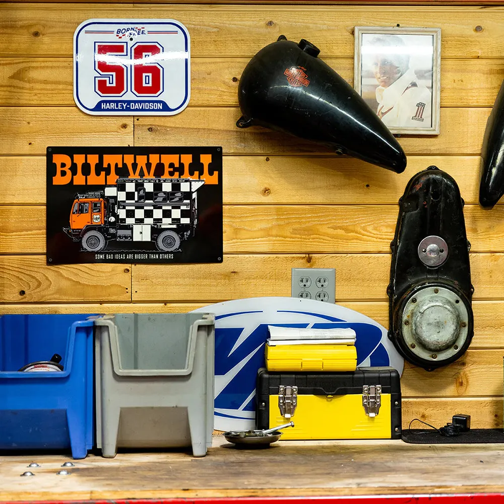 BILTWELL SIGN [LMTV BLACK/ORANGE/WHITE] 45x30CM