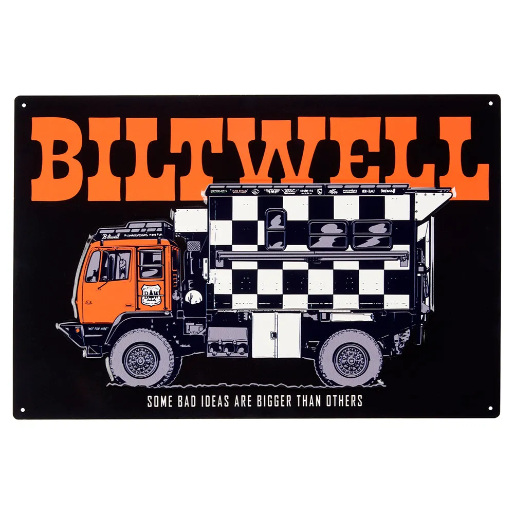 BILTWELL SIGN [LMTV BLACK/ORANGE/WHITE] 45x30CM