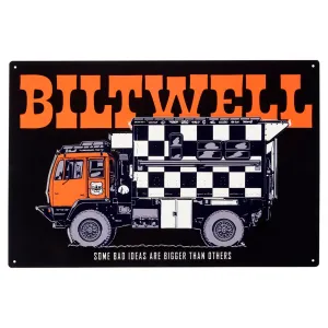 BILTWELL SIGN [LMTV BLACK/ORANGE/WHITE] 45x30CM