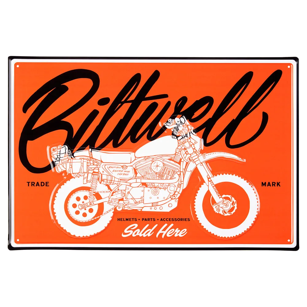 BILTWELL SIGN [SOLD HERE ORANGE/WHITE/BLACK] 45x30CM