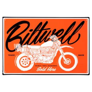 BILTWELL SIGN [SOLD HERE ORANGE/WHITE/BLACK] 45x30CM