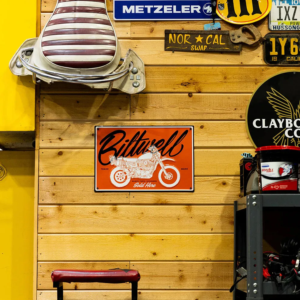 BILTWELL SIGN [SOLD HERE ORANGE/WHITE/BLACK] 45x30CM