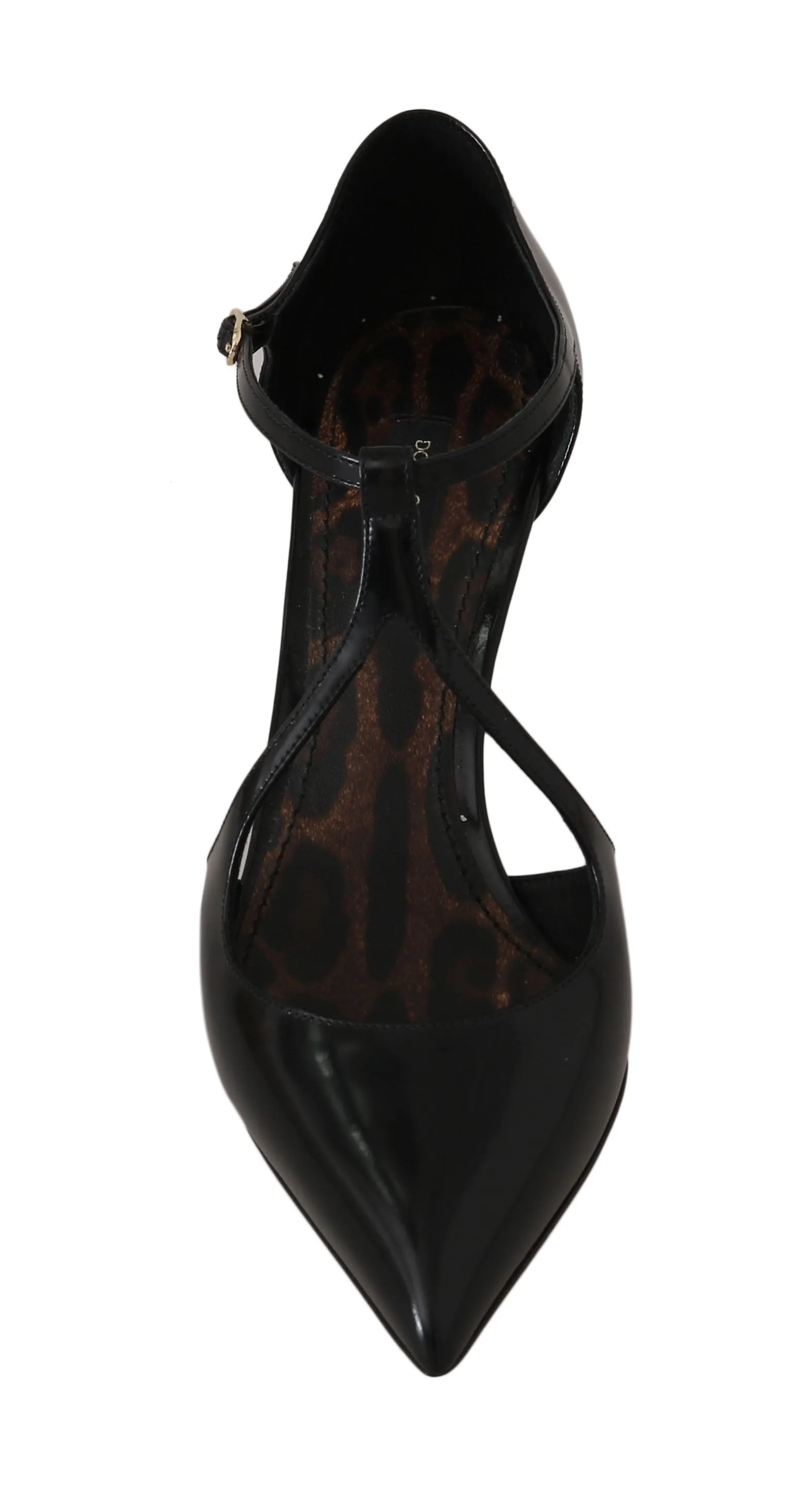 Black Leather T-Strap Sandals