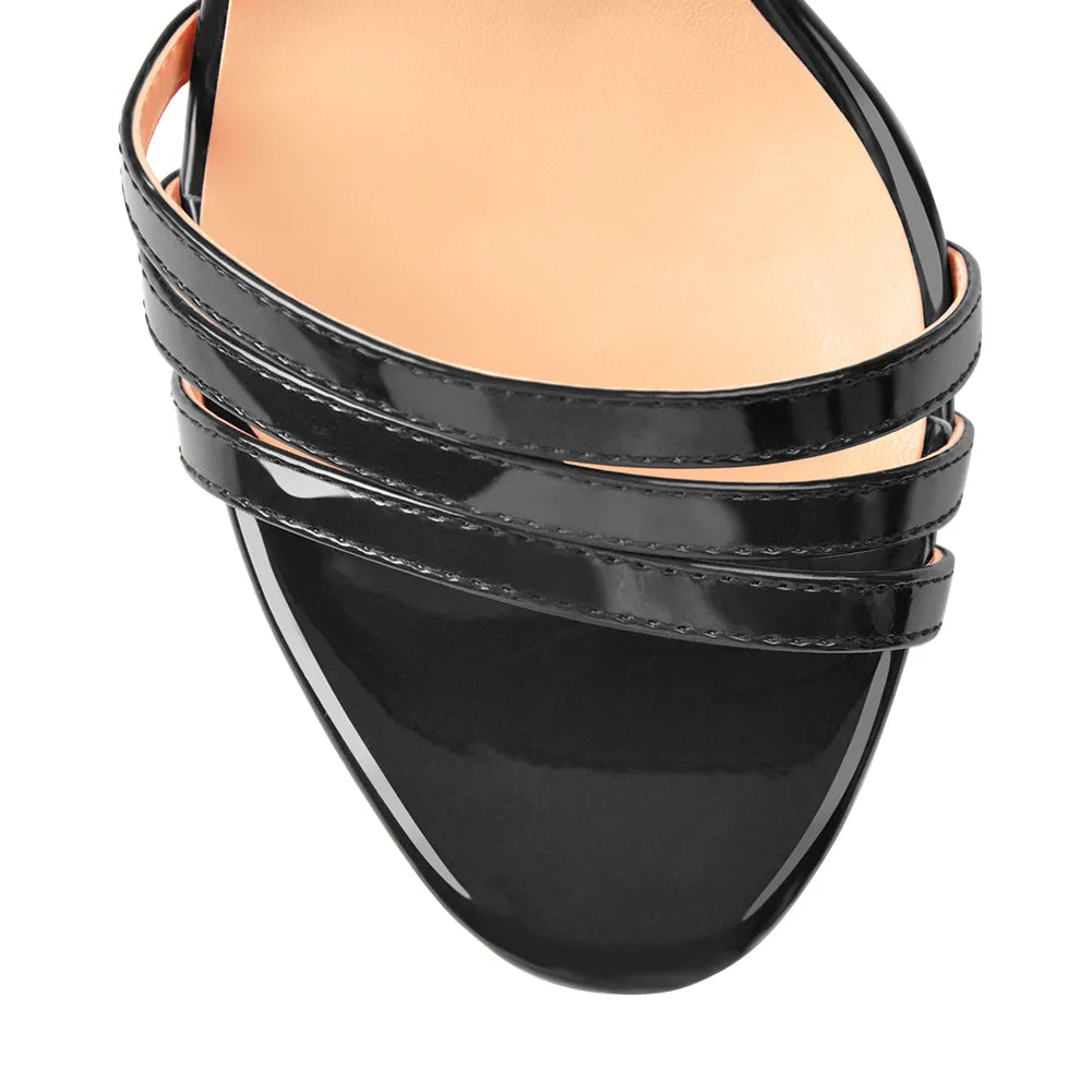Black Red Double Platform High Heel Sandals