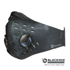 Blockade Face Masks Black Camo Night Ops with replaceable filter  - Free Shipping - Free Pickup - In Stock