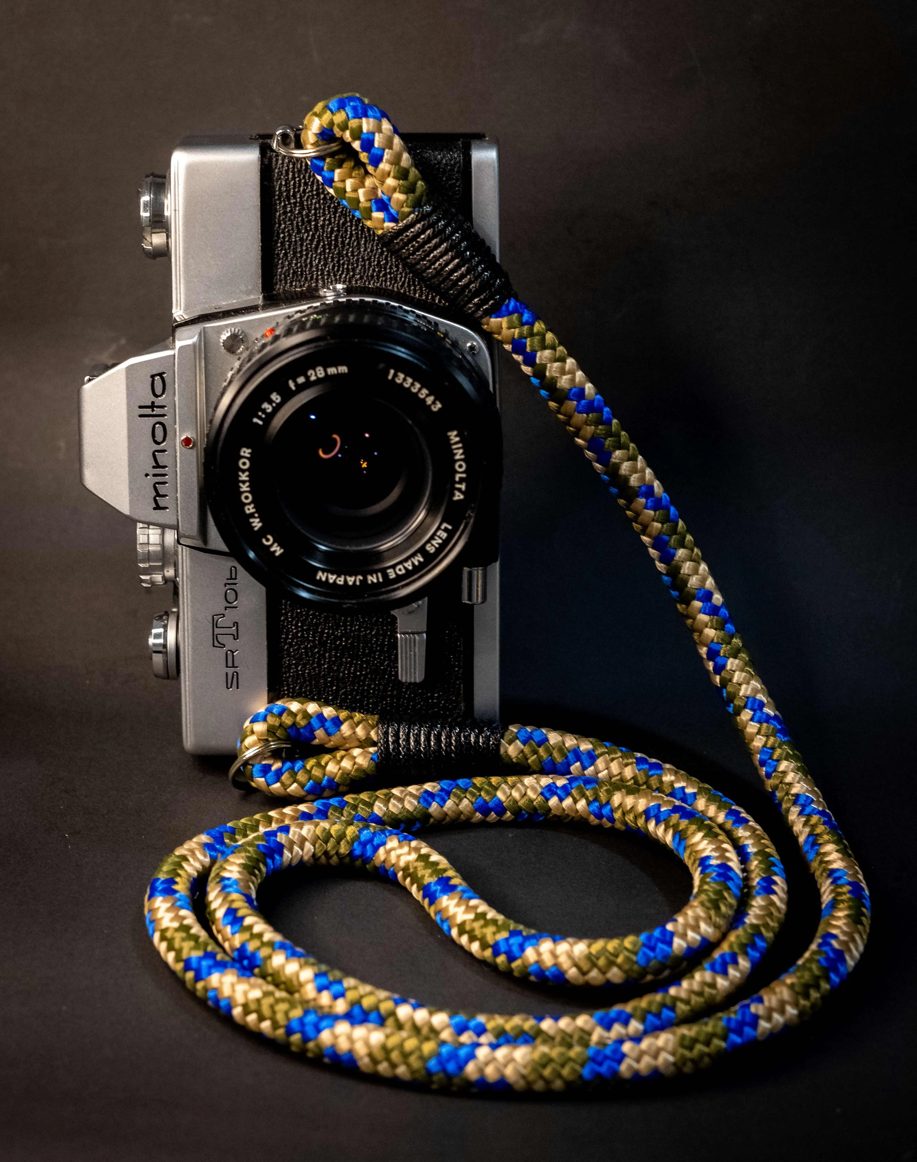 Blue/Olive/Gold Handmade Camera Strap