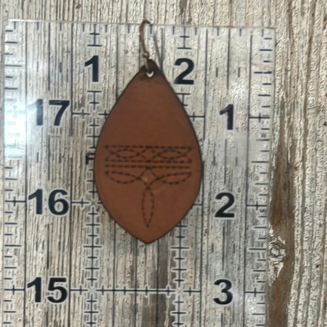 Boot Stitch Leather Earring