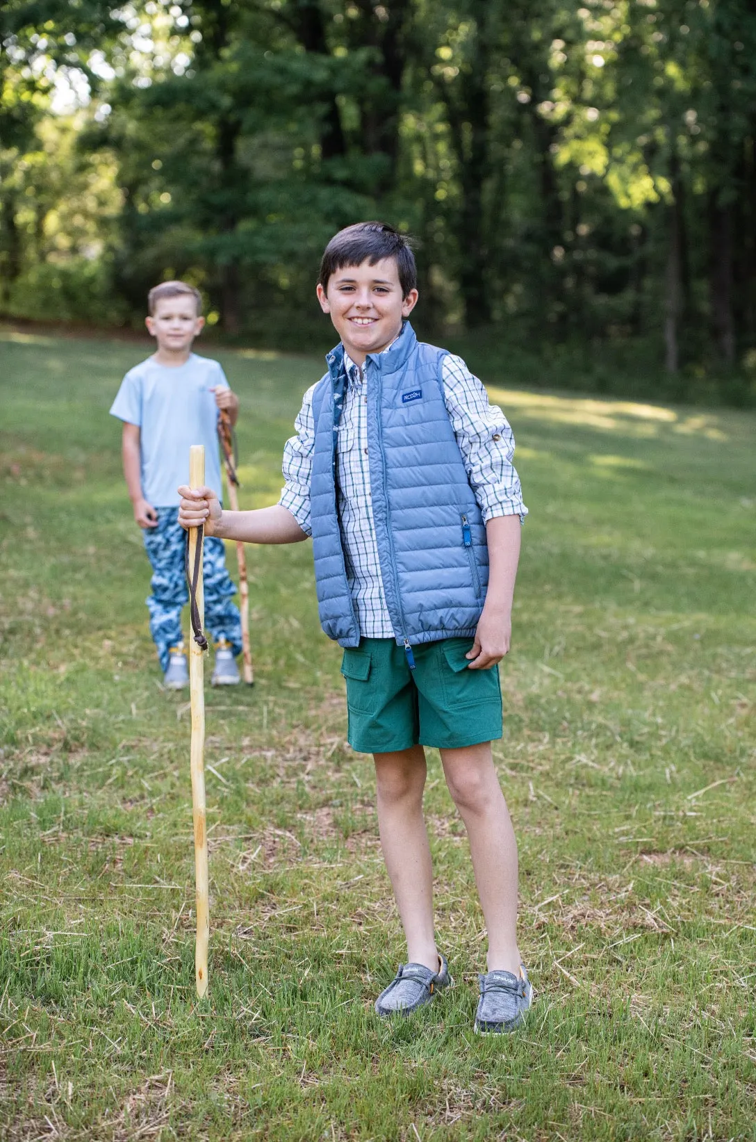 Boy's Inshore Performance Short in Posy Hunter Green