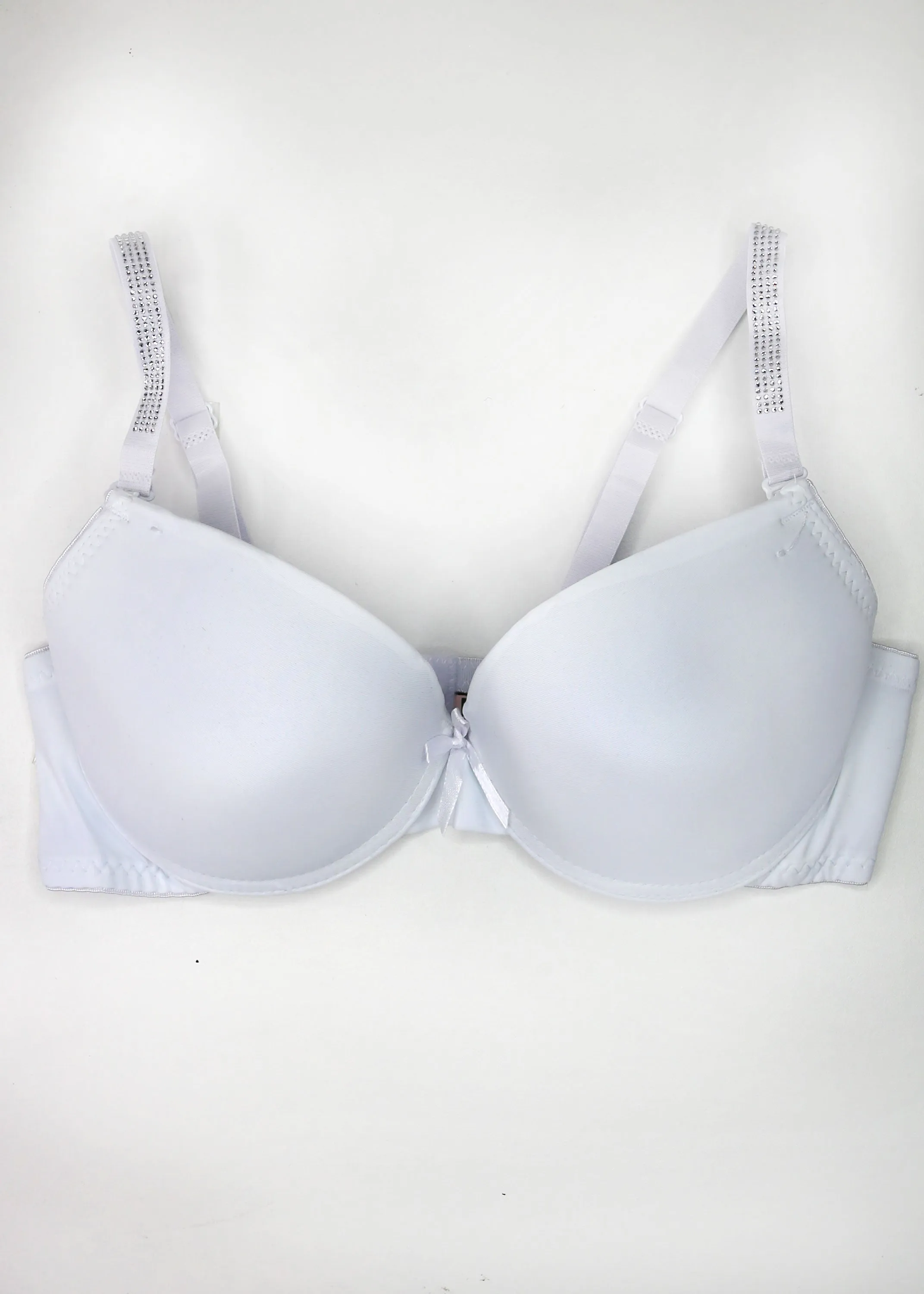 Bridget White Embellished Strap Bra
