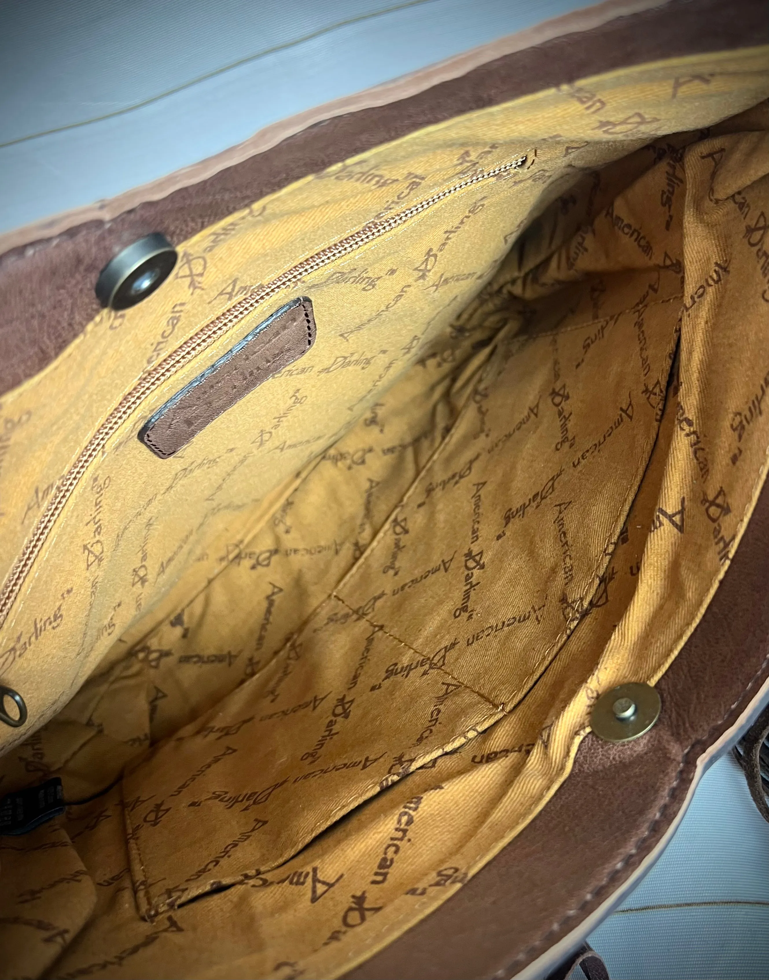 Brown Cowhide Leather Tooled Diamond Crossbody Bag