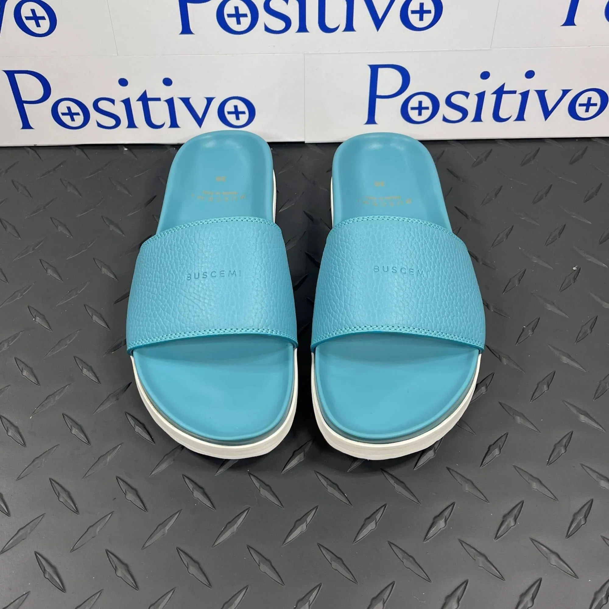 Buscemi Slide Alce Oxygen Leather Slippers