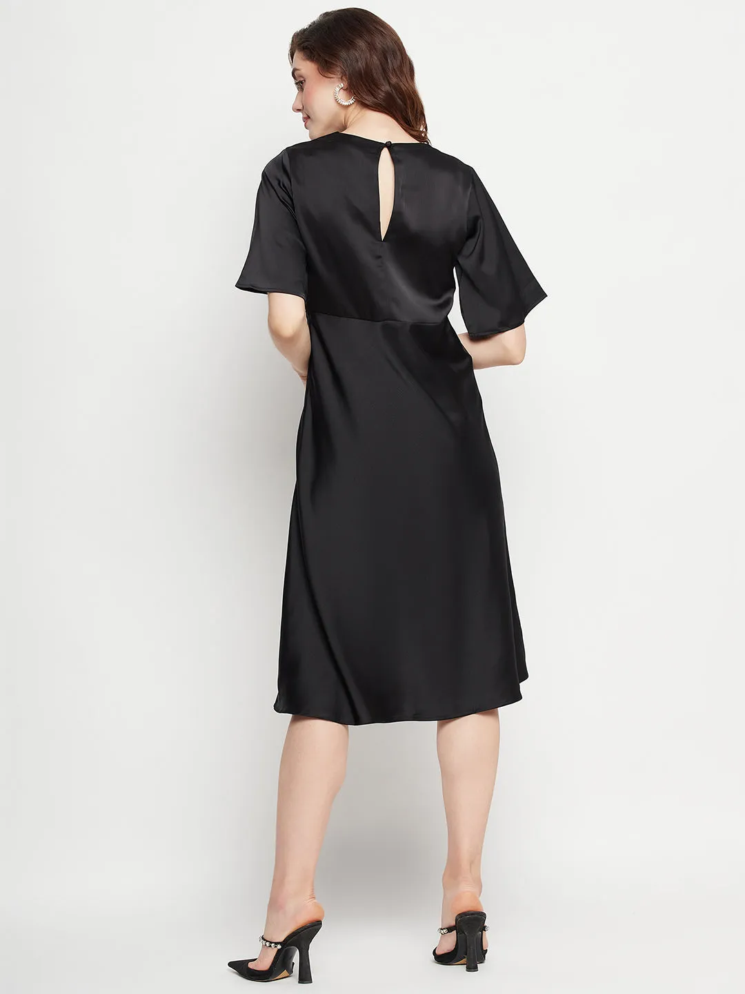Camla Barcelona Sequin Embellished Midi Black A Line Dress