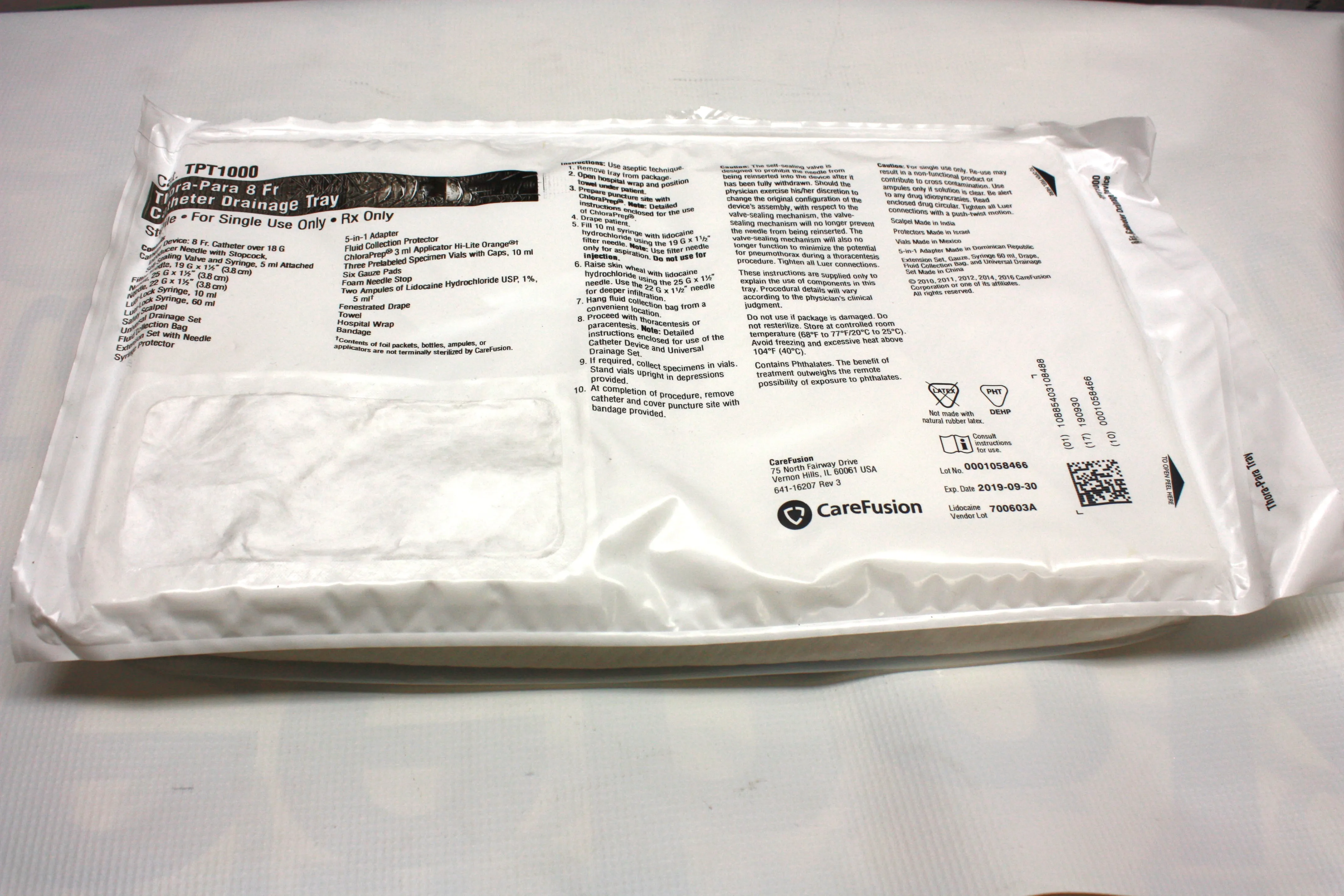 CareFusion Thora-Para 8 Fr Catheter Drainage Tray