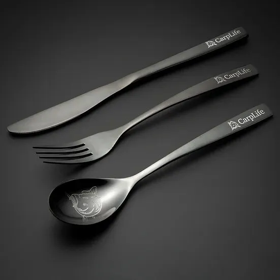 CARPLIFE Black Etched Cutlery Set