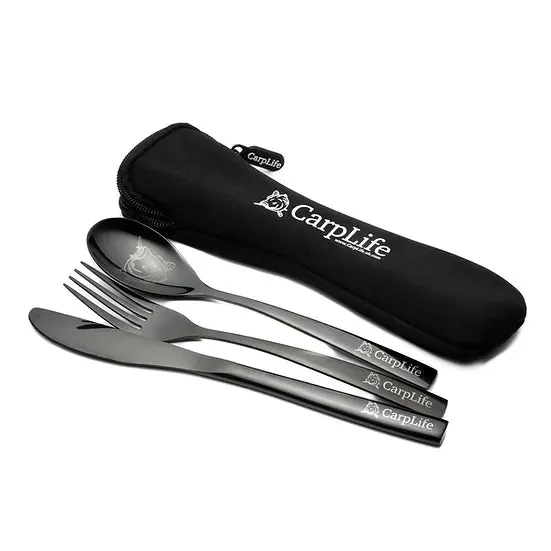 CARPLIFE Black Etched Cutlery Set