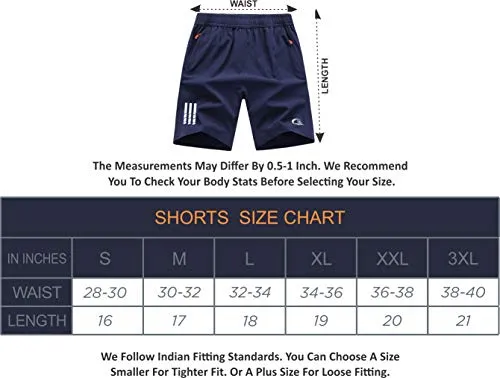 CBlue Men's Outdoor Quick Dry Lightweight Sports Shorts Zipper Pockets (Small, Army)