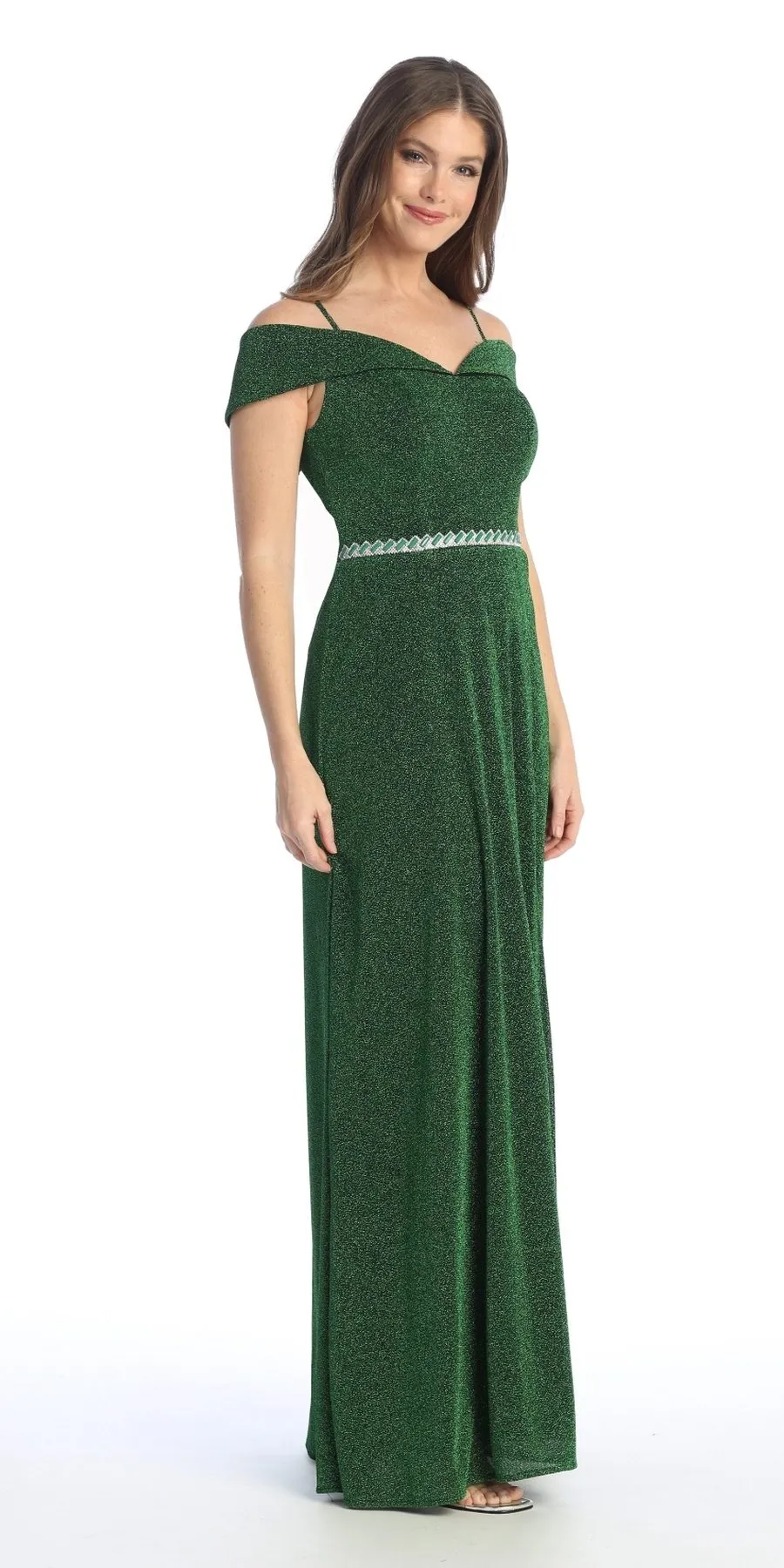 Celavie 6506-L Long A-Line Cold Off the Shoulder Formal Gown