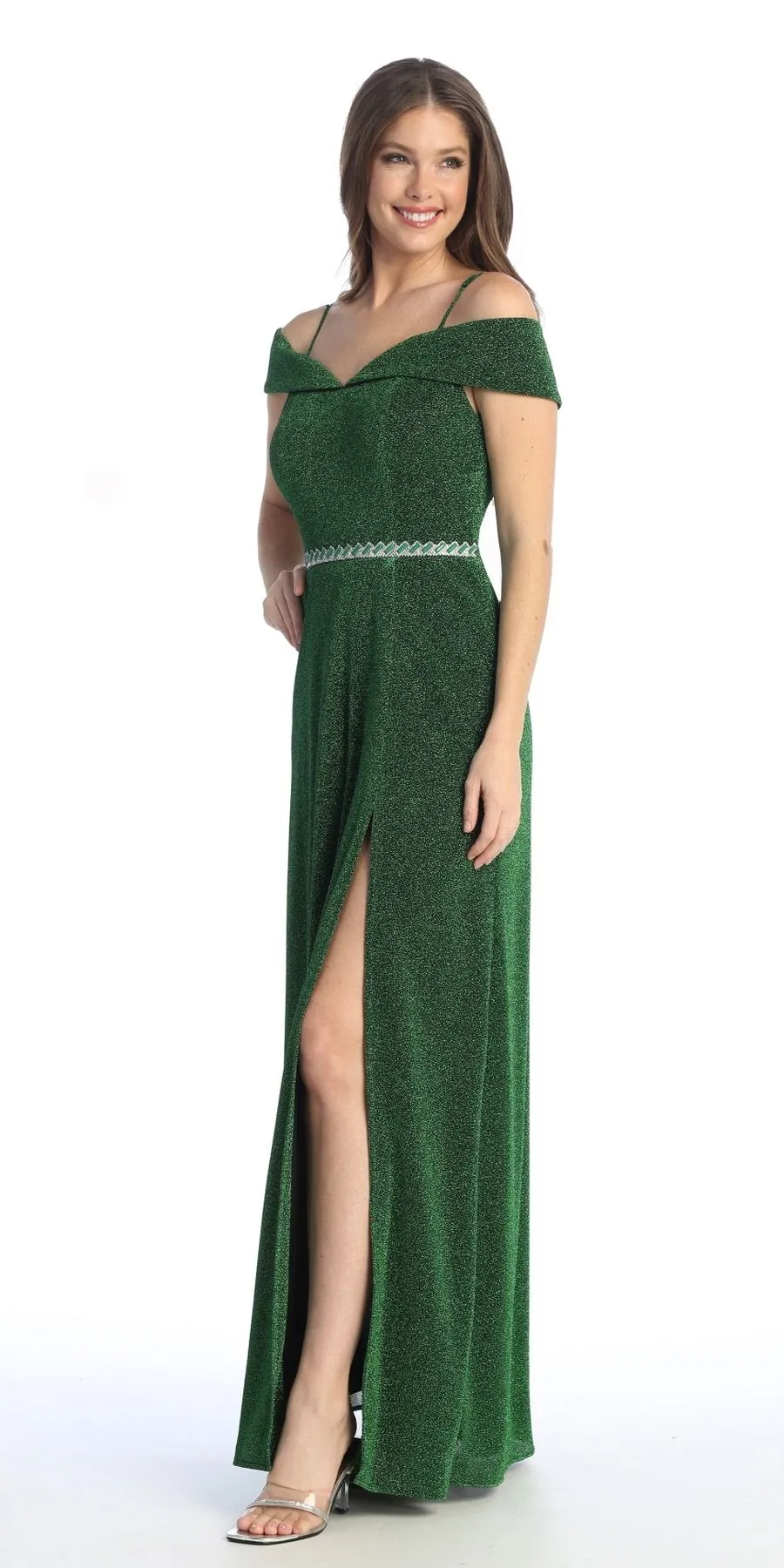 Celavie 6506-L Long A-Line Cold Off the Shoulder Formal Gown