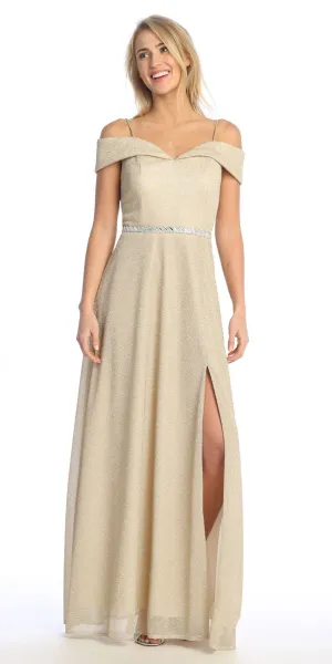 Celavie 6506-L Long A-Line Cold Off the Shoulder Formal Gown