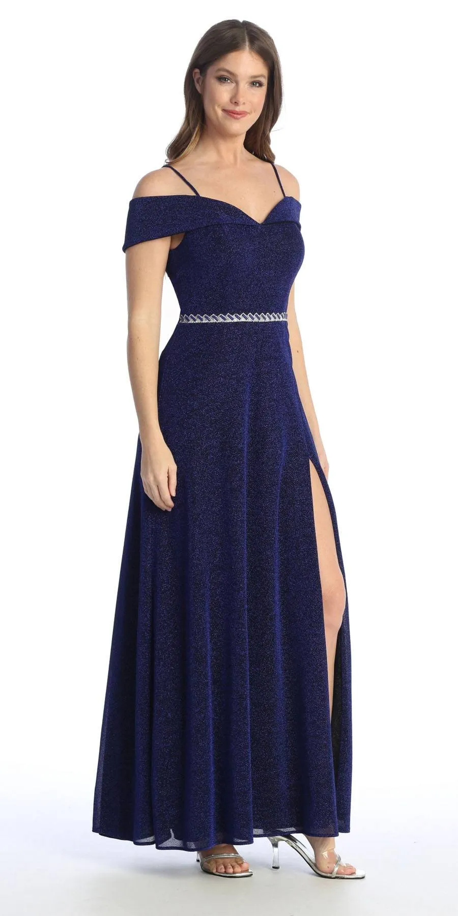 Celavie 6506-L Long A-Line Cold Off the Shoulder Formal Gown