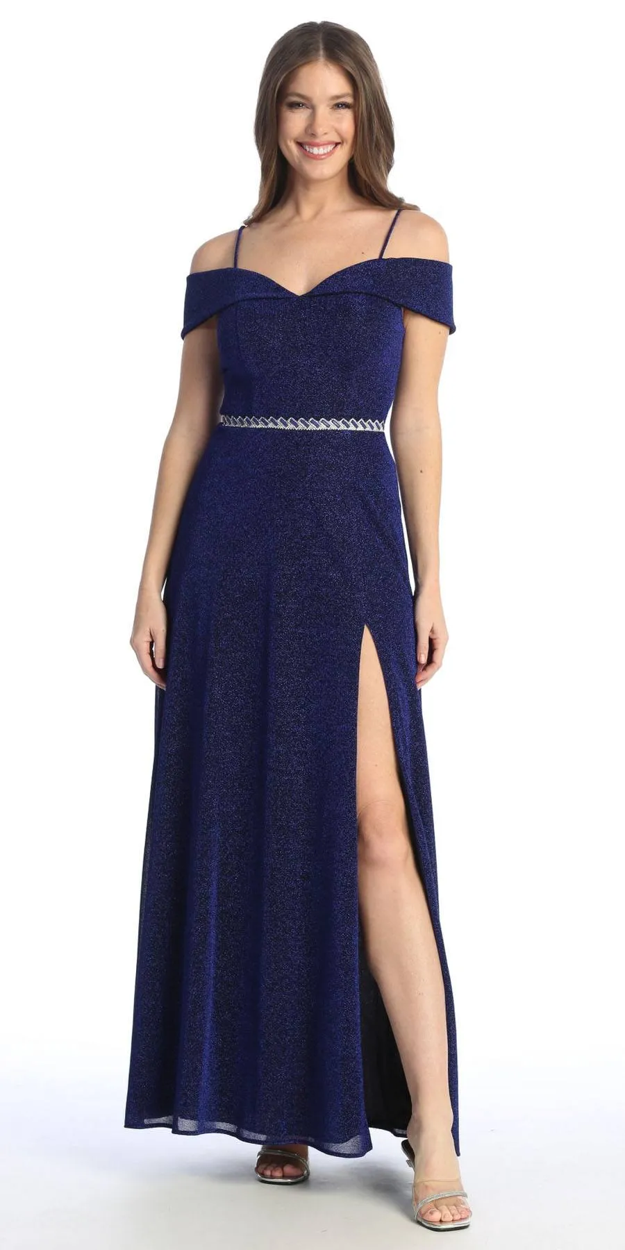 Celavie 6506-L Long A-Line Cold Off the Shoulder Formal Gown