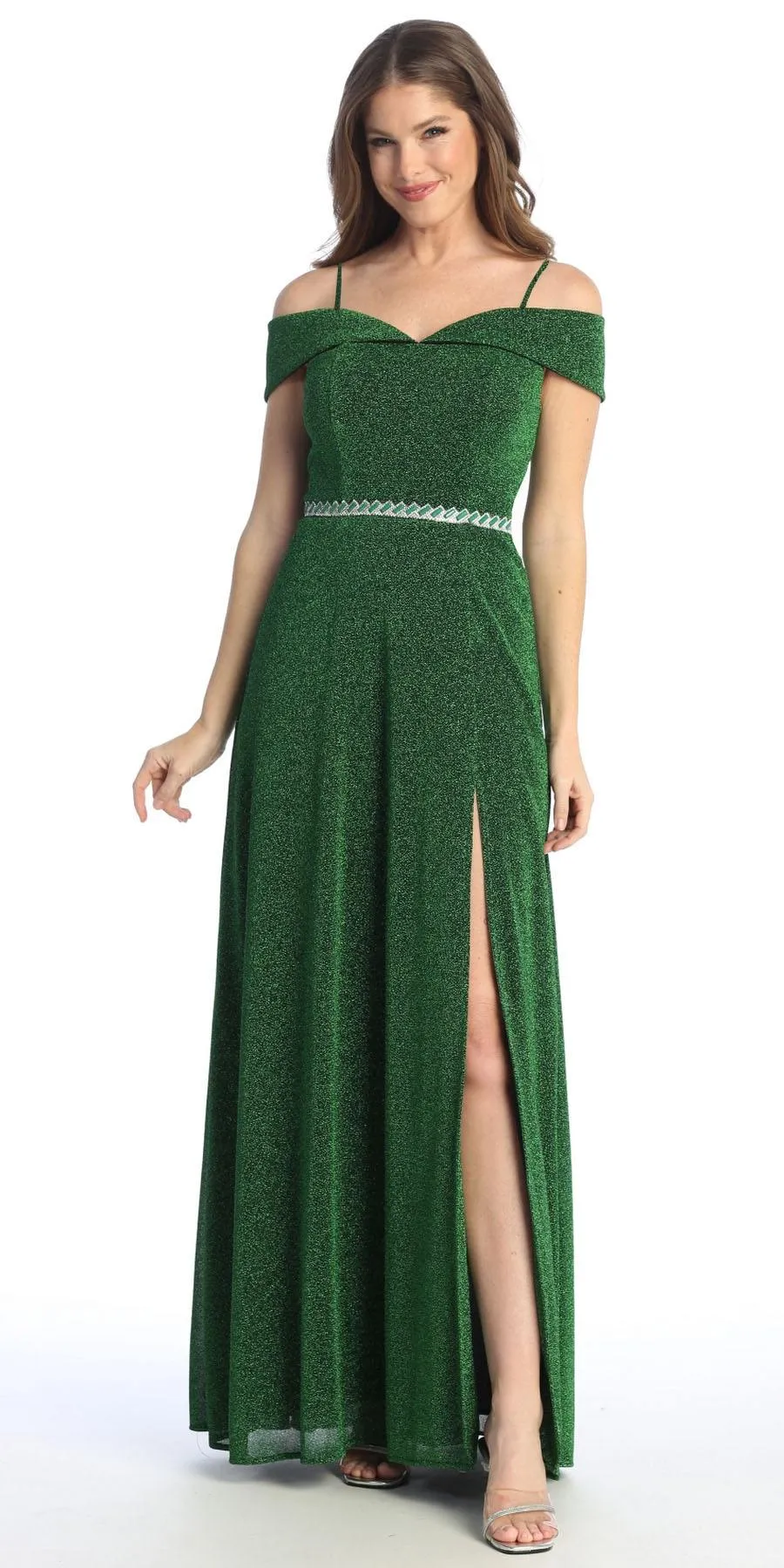 Celavie 6506-L Long A-Line Cold Off the Shoulder Formal Gown