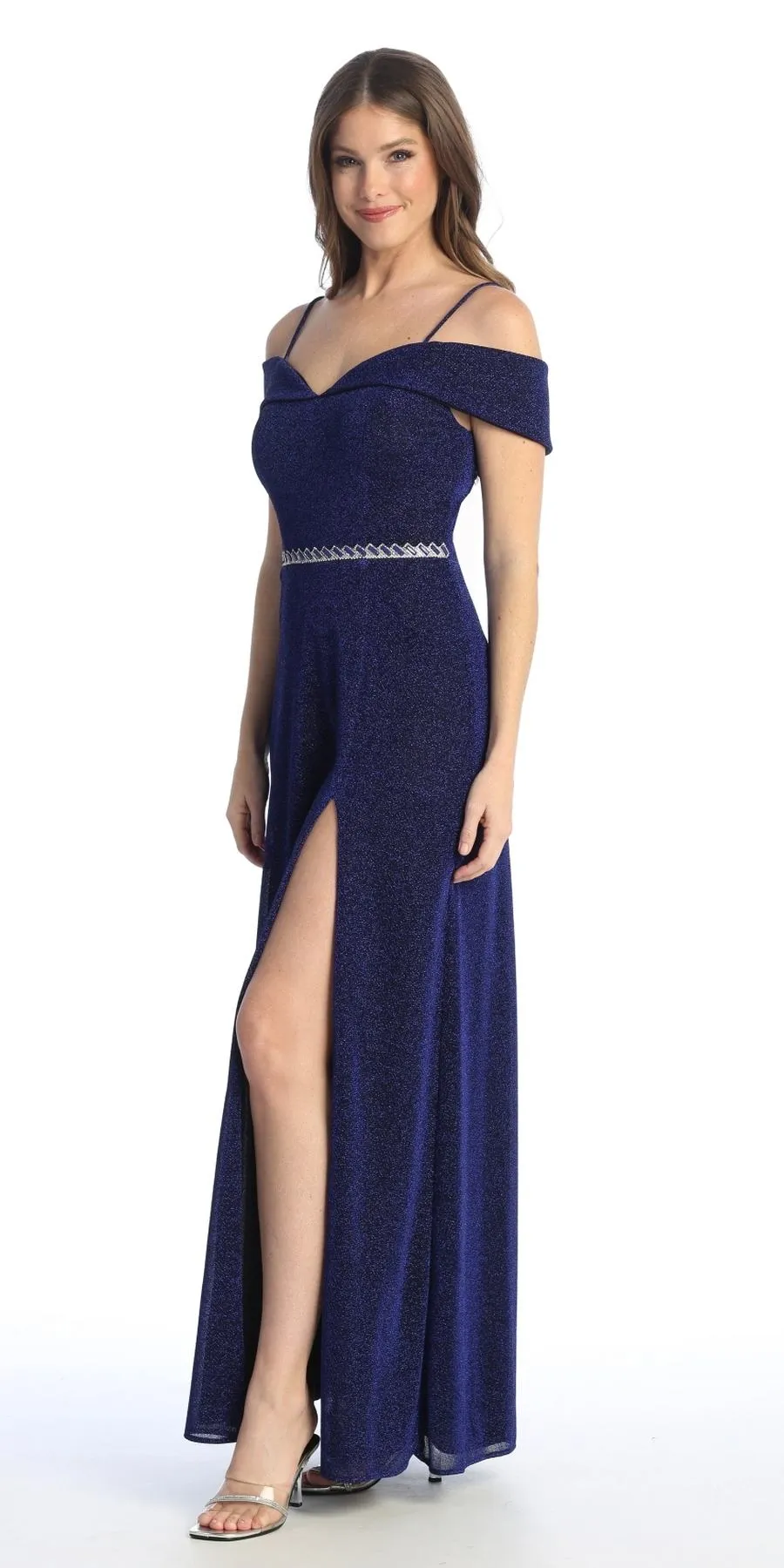 Celavie 6506-L Long A-Line Cold Off the Shoulder Formal Gown
