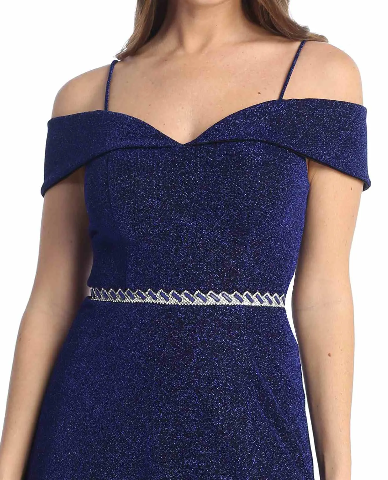 Celavie 6506-L Long A-Line Cold Off the Shoulder Formal Gown