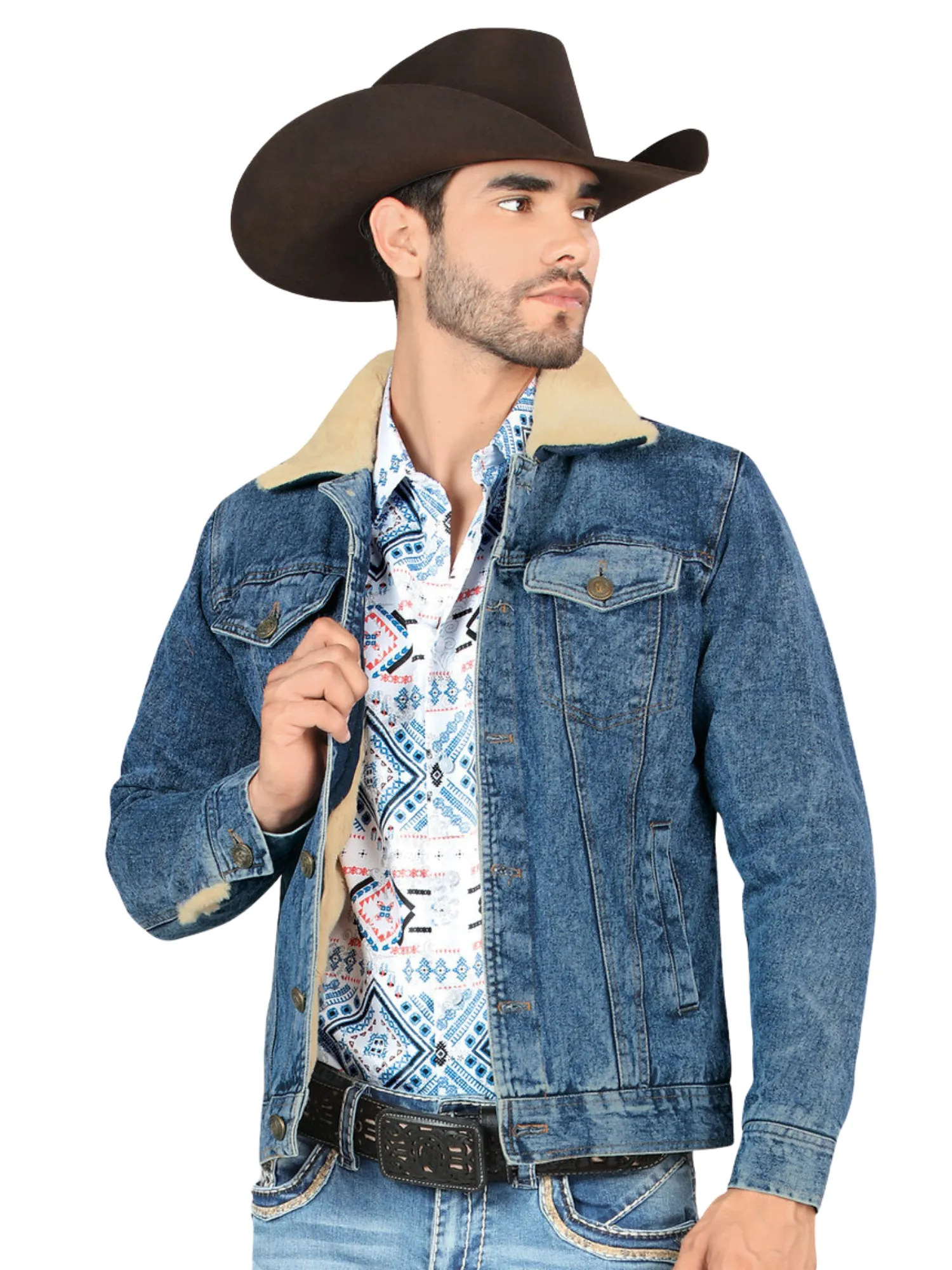 Chamarra Casual de Mezclilla Termica de Forro Afelpado (Tipo Borrego) para Hombre 'Montero' - ID: 10001