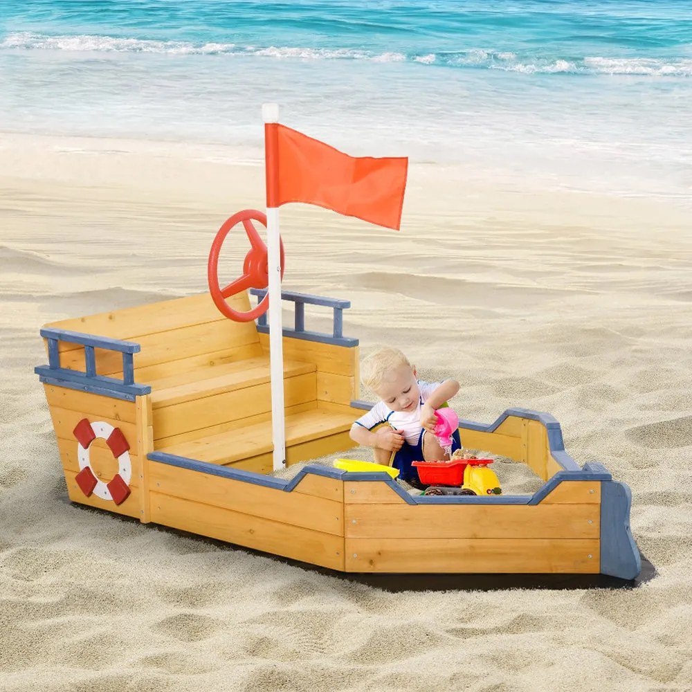 Childrens Eco Conscious Robust Cedar Wood Pirate Ship Sandpit and Sandbox | 3-6 years