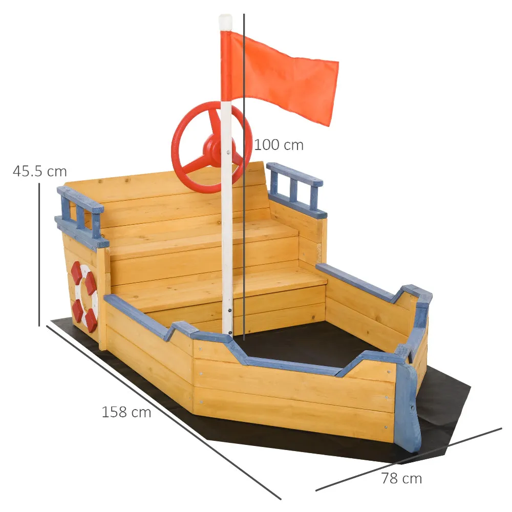 Childrens Eco Conscious Robust Cedar Wood Pirate Ship Sandpit and Sandbox | 3-6 years