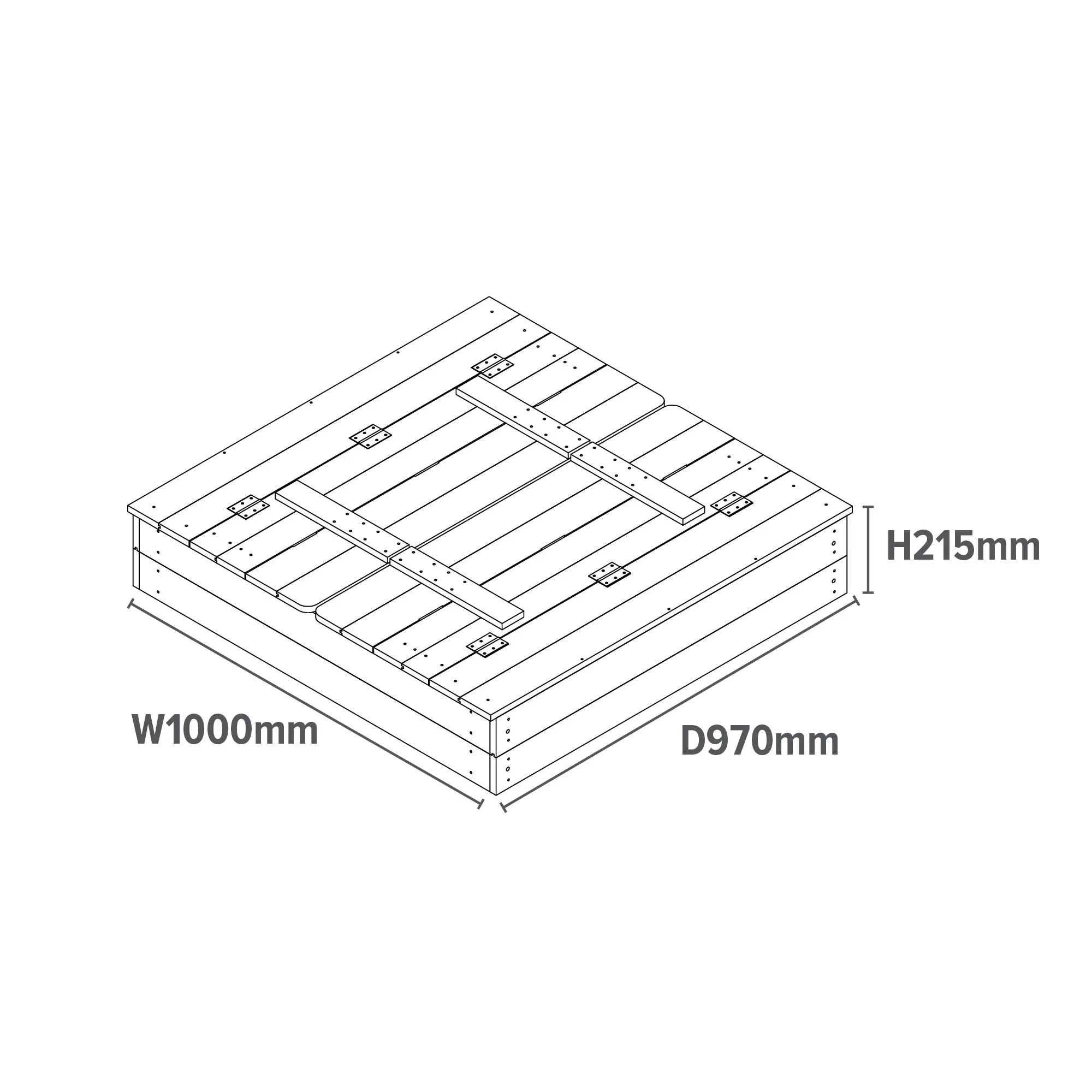Childrens Non-Allergenic Natural Wooden Sandpit with Lid and Seats | Outdoor Kids Sandpit | Optional Waterproof Cover | 97 x 97 x 20 cm