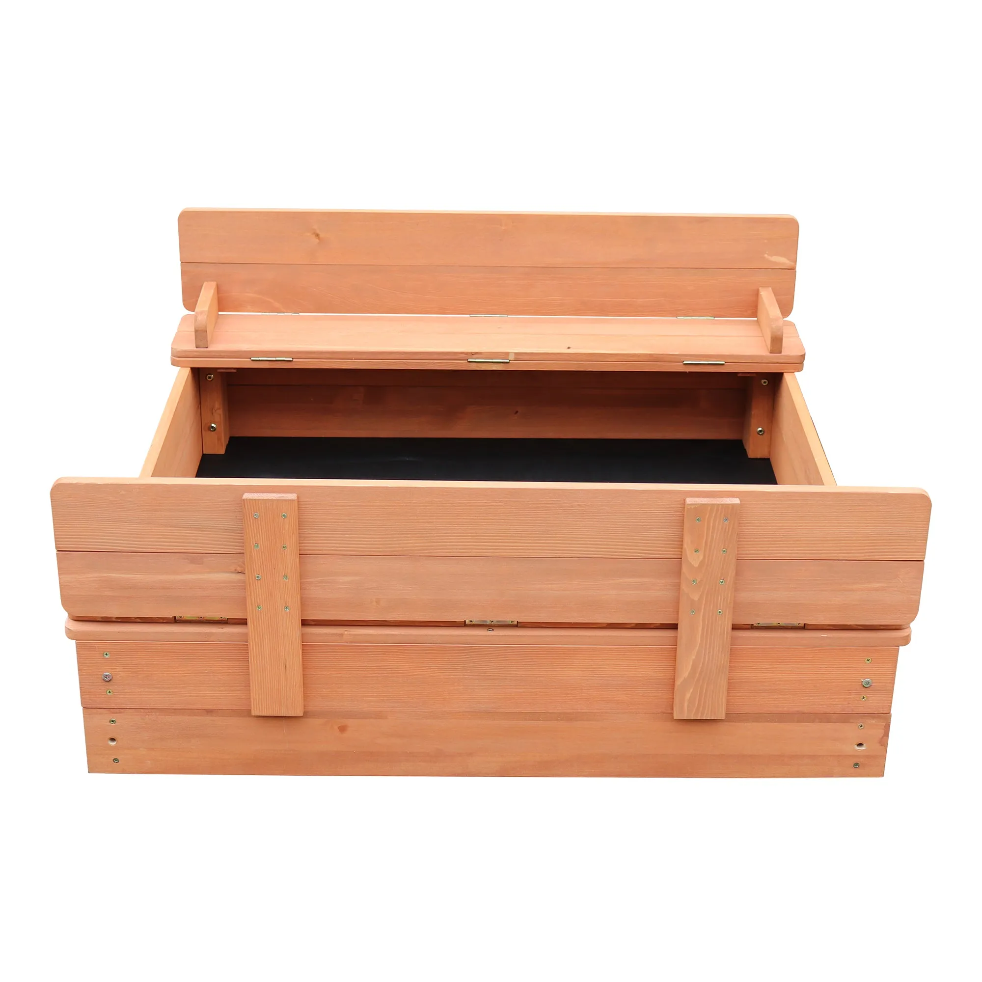 Childrens Non-Allergenic Natural Wooden Sandpit with Lid and Seats | Outdoor Kids Sandpit | Optional Waterproof Cover | 97 x 97 x 20 cm