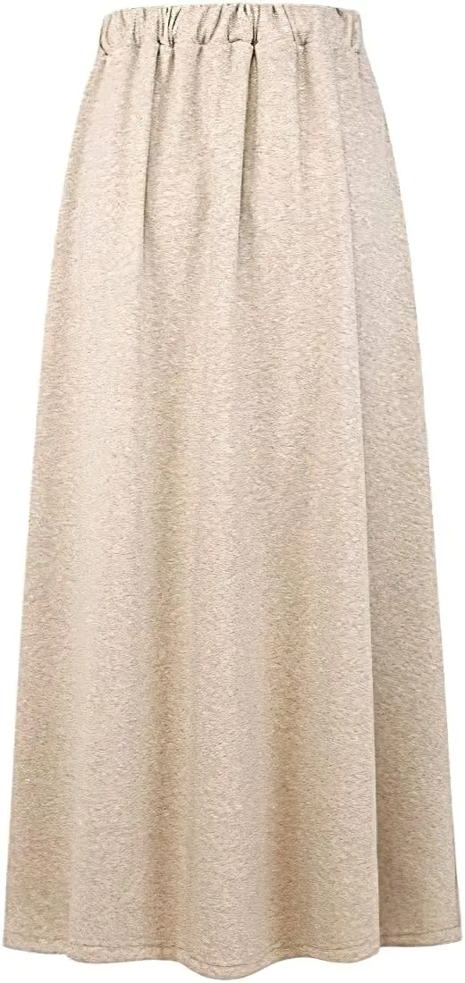 Chouyatou Women's Winter Warm Fleece Drawstring Waist Sherpa Lined Solid Plain Long Skirts